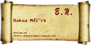 Baksa Márk névjegykártya