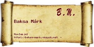 Baksa Márk névjegykártya